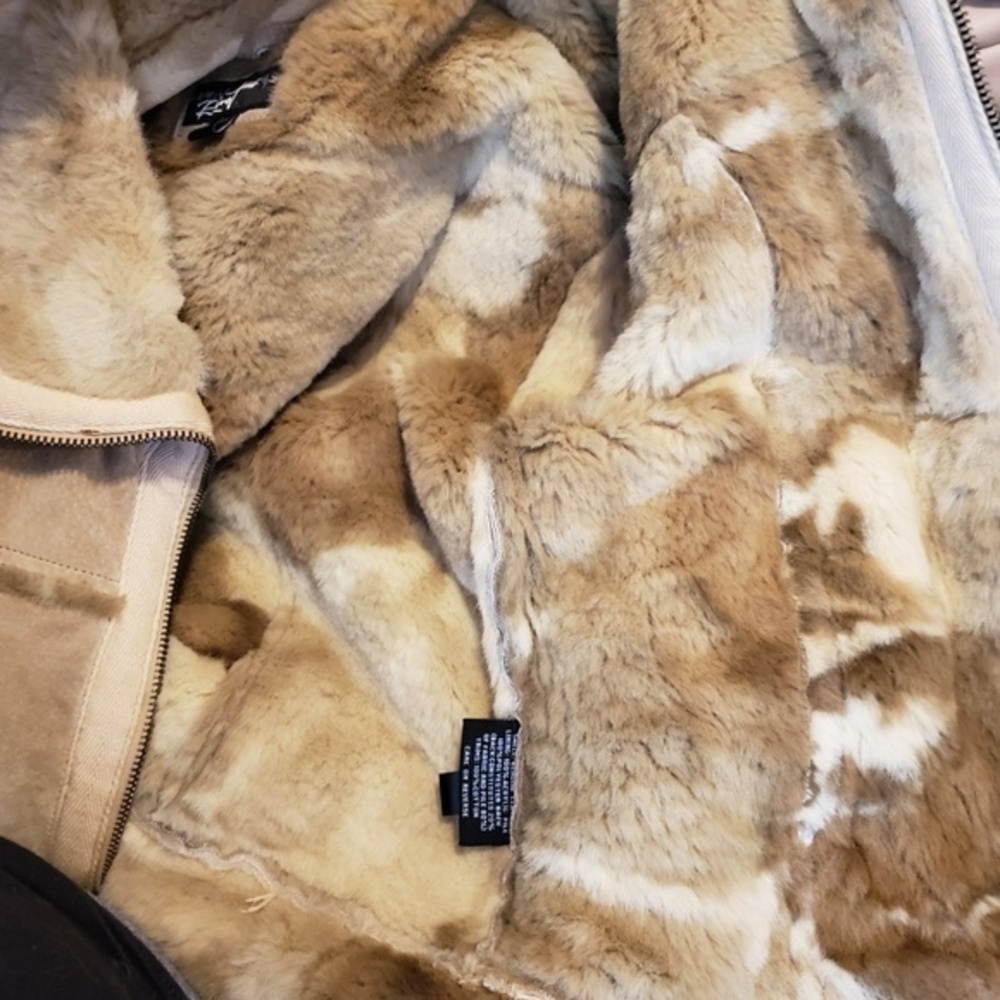 Black Rivet Suede And Fur Jacket Size Medium - image 8